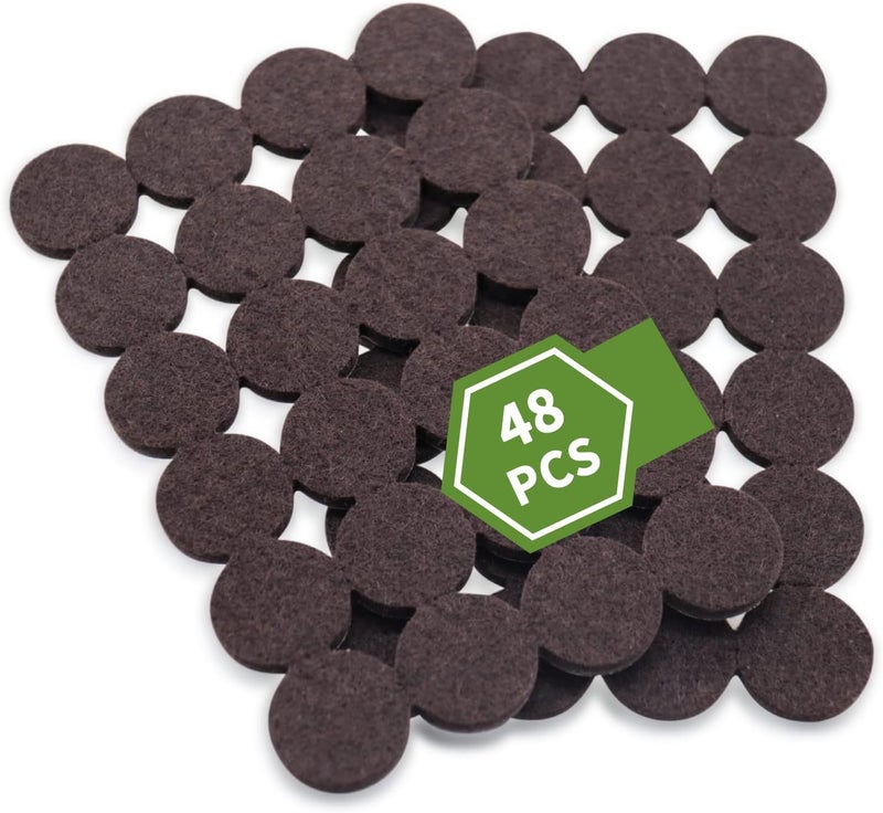 covercorner Felt Furniture Pads for Hardwood Floors 48 PCS, Furniture Pads, Floor Protectors for Hardwood Floors, Felt Pads for Furniture, Round, Dark Brown - Image 1