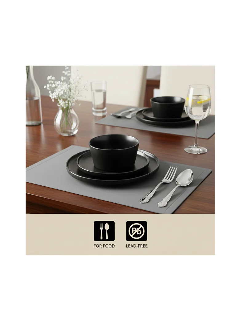 Cuisine Art Cuisine Art BOLA 12-Piece Stoneware Dinner Set, Black - Modern Service for 4 - Includes Dinner Plates, Dessert Plates & Bowls - Durable Ceramic Tableware for Everyday Dining & Entertaining