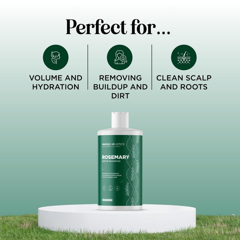 Maple Holistics Volumizing Biotin and Rosemary Shampoo - Vegan Rosemary Biotin Shampoo for Thinning Hair for Women and Men with Nourishing B Vitamins & Tea Tree Oil - Paraben Silicone & Sulfate Free (16 Fl Oz) - Image 3