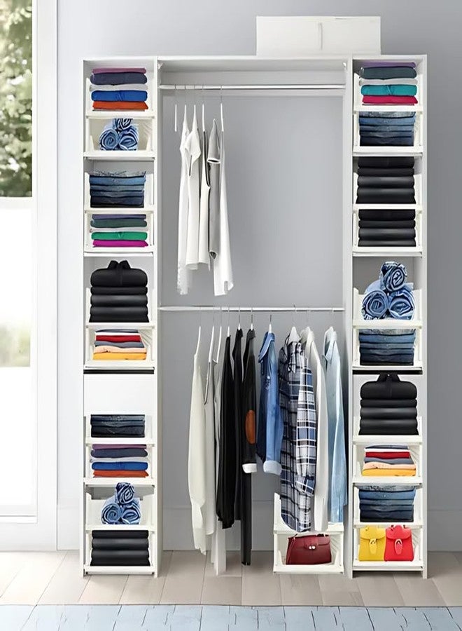 Drumstone 𝟏𝟓 𝐘𝐞𝐚𝐫𝐬 𝐖𝐚𝐫𝐫𝐚𝐧𝐭𝐲 3 Pieces Clothes Organizer for Wardrobe - Foldable & Stackable Closet Drawer Organizer for Clothes, White - Perfect for Wardrobe & Cupboard (Pack of 3) - Image 4