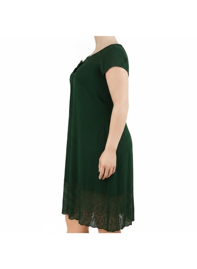 Elegant Women's Home Wear Dress with Soft Imported Lace, Loose Fit Lounge Dress, Breathable Casual Night Dress for Women, Width 40 cm, Length 110 cm, One Size Fits Up to 90 KG - Image 3