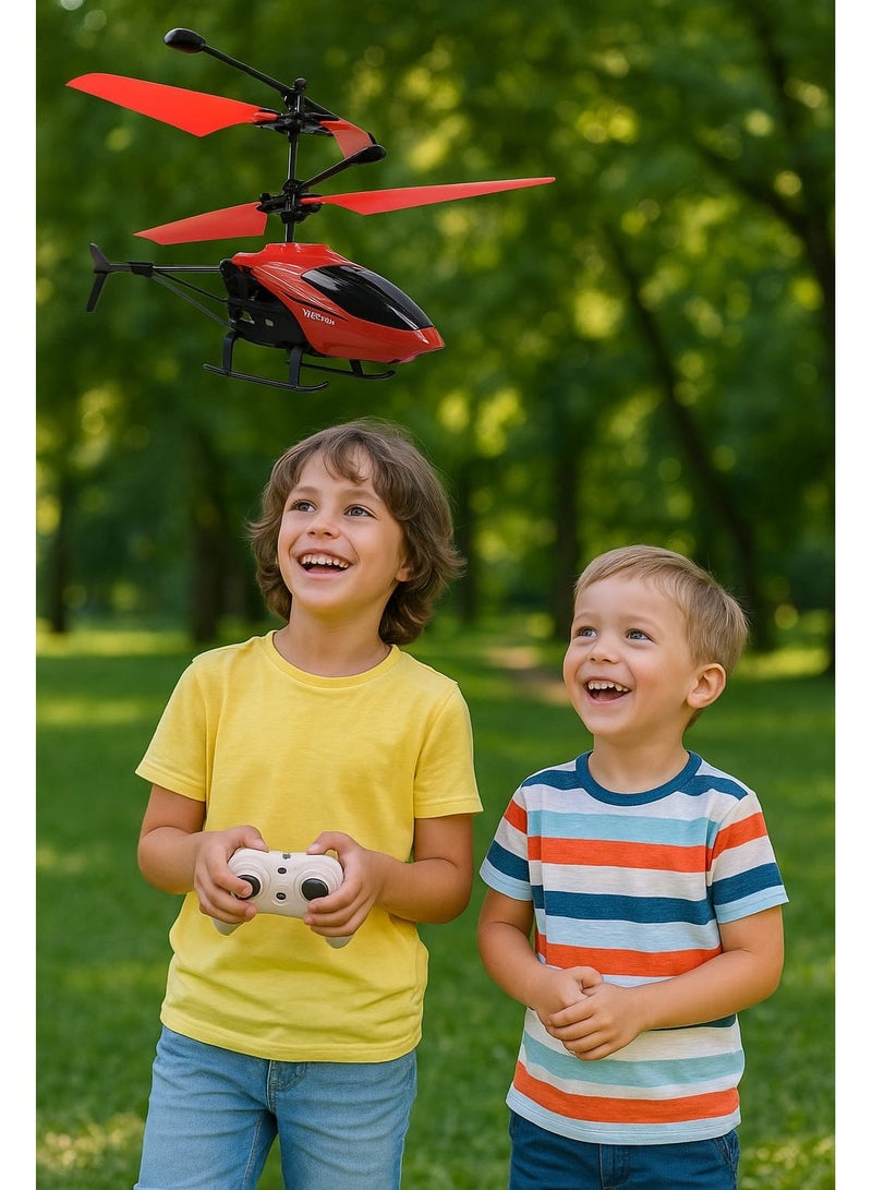 Hand Induction RC Helicopter With Cable And Remote-assorted ,Remote Control Helicopter Flying Toys, 2.5 Channel High Low Flight Suspension Induction Helicopter, Mini RC Helicopter for Kids Party Favours, Boy&Girls Birthday Gifts ((Red))  - Image 3