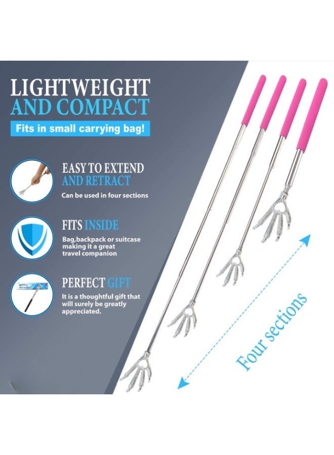 Pink Eagle Claw Telescopic Back Scratcher Stainless Steel Extendable Body Massager | Portable Anti-Itch Back Scratcher Tool with Eagle Claw Head - Image 3