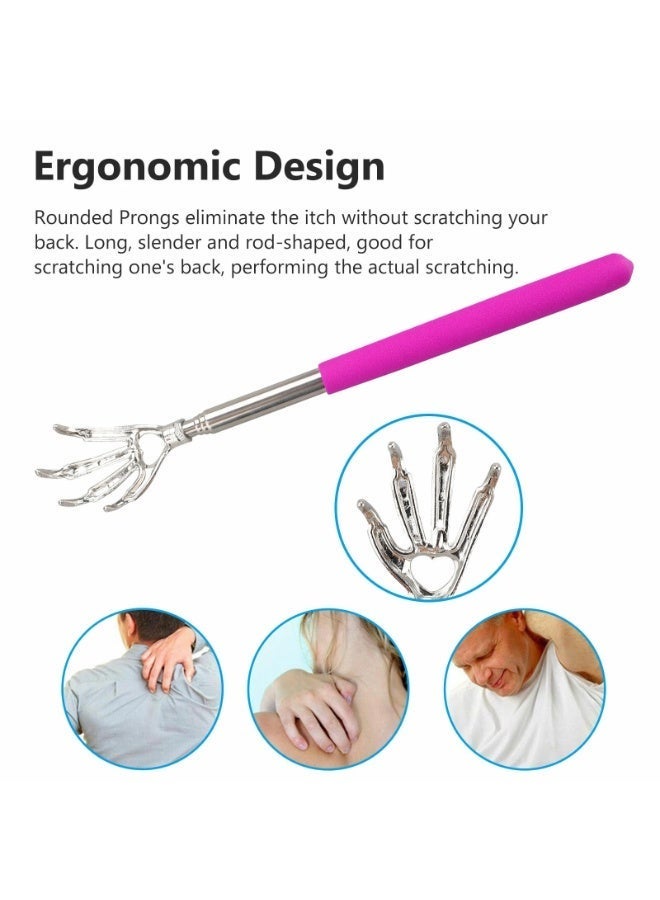 Pink Eagle Claw Telescopic Back Scratcher Stainless Steel Extendable Body Massager | Portable Anti-Itch Back Scratcher Tool with Eagle Claw Head - Image 2