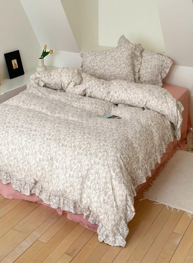 BuLuTu 2 Layers Cotton Muslin Duvet Cover Twin, Kids Boys Girls Comforter Cover Cute Rabbit Floral Print Quilt Cover Bedding Set All Seasons, Zipper & Corner Ties, Forest & Rabbit Pattern - Image 1