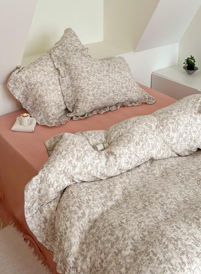 BuLuTu 2 Layers Cotton Muslin Duvet Cover Twin, Kids Boys Girls Comforter Cover Cute Rabbit Floral Print Quilt Cover Bedding Set All Seasons, Zipper & Corner Ties, Forest & Rabbit Pattern - Image 5