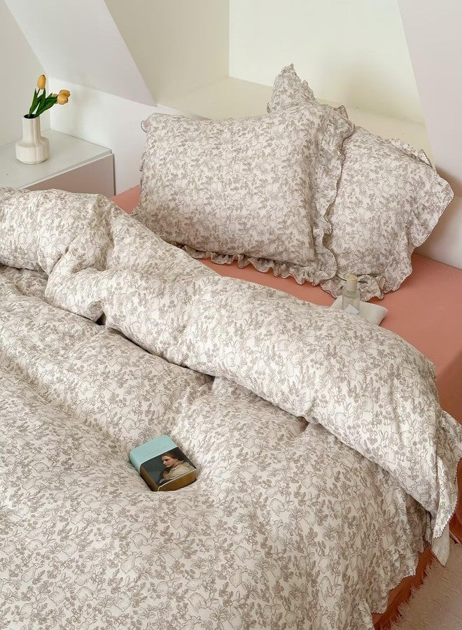BuLuTu 2 Layers Cotton Muslin Duvet Cover Twin, Kids Boys Girls Comforter Cover Cute Rabbit Floral Print Quilt Cover Bedding Set All Seasons, Zipper & Corner Ties, Forest & Rabbit Pattern - Image 2