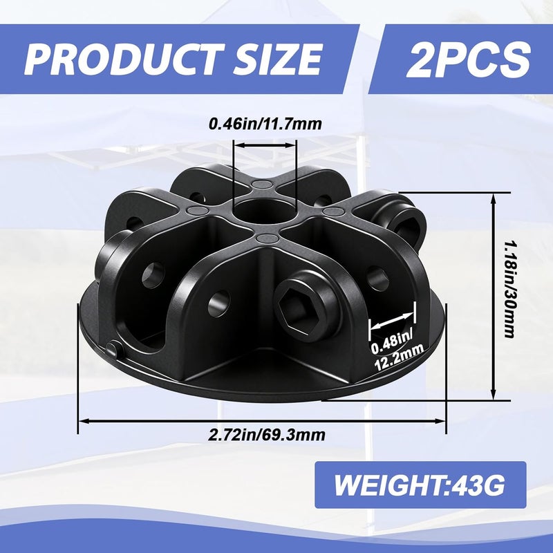 كونكلاي 2 Pcs 4 Way Roof Centre Bracket Connector Outdoor Canopy Tent Replacement Parts Pop up Canopy Replacement Parts for Gazebo Tent, Black - Image 2
