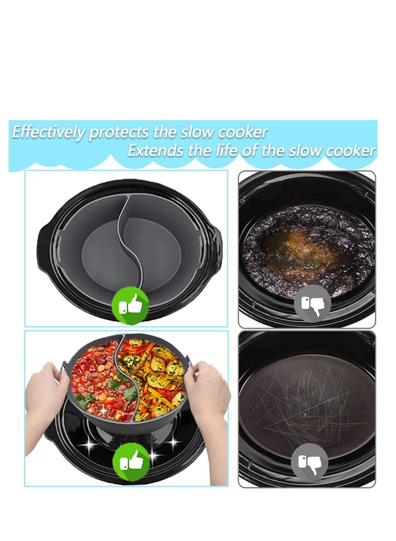 Slow Cooker Liners Fit Most 6QT Crockpot, Large Size Crock Pot Reusable/BPA Free/Leakproof/Dishwasher Silicone Crockpot 6-8QT Divider Divider, Grey - Image 3