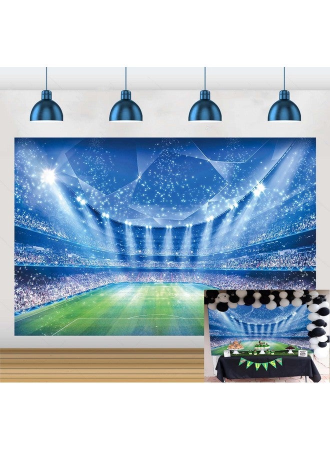 Cenven Soccer Field Backdrop Stadium Soccer Competition Fans Night Spotlight Background Adults Man Boy Birthday Party Football Match Wall Decorations Photo Shoot Props 7X5Ft - Image 2