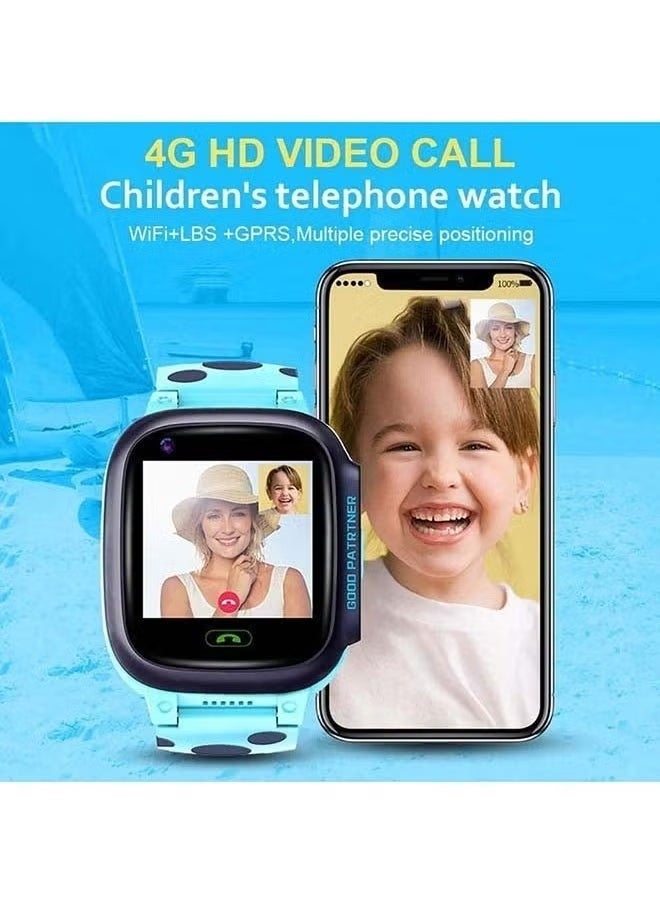 "4G GPS Waterproof Kids Smartwatch – Real-Time Location Tracking, Two-Way Calling, Durable Design for Child Safety & Communication – Blue"