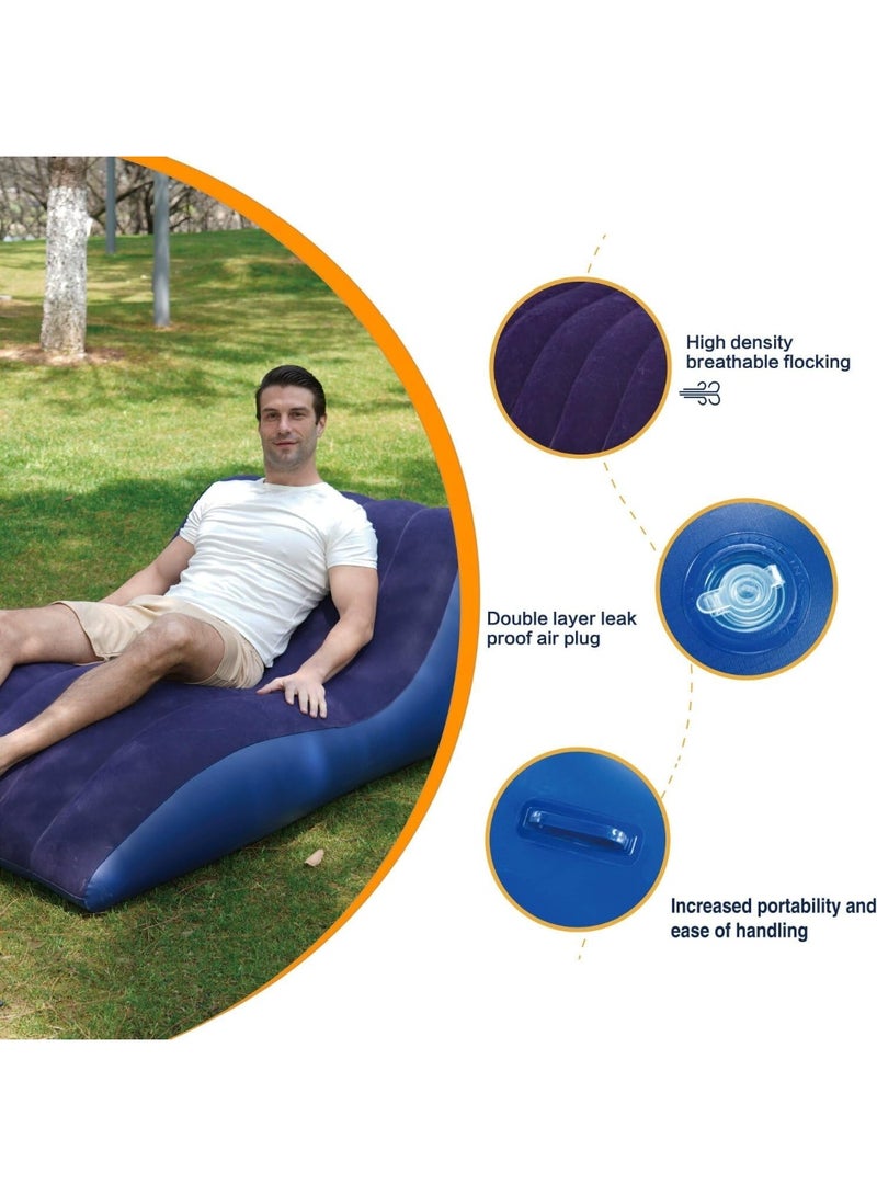 لاكوز كرسي استرخاء قابل للنفخ مع مضخة هواء، مناسب لغرفة المعيشة وغرفة النوم والسفر والتخييم والنزهات والشاطئ، لون أحمر - Image 4