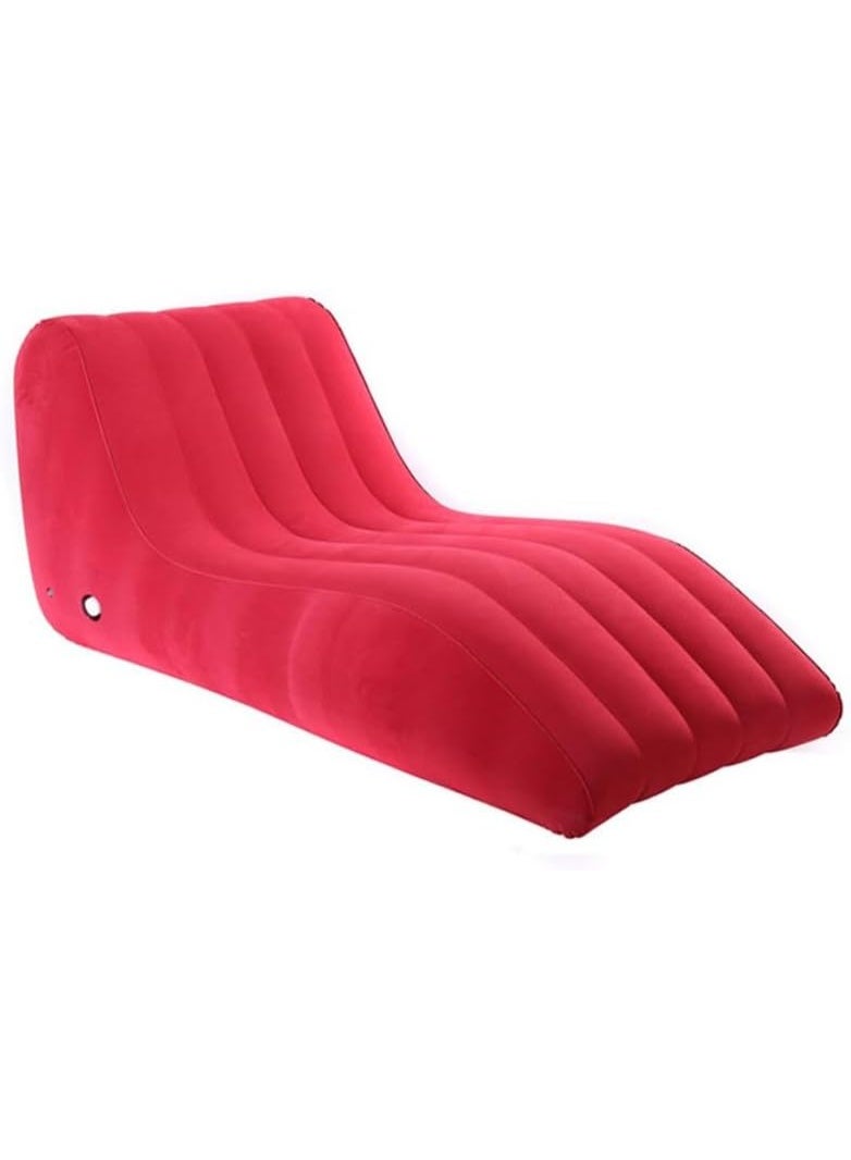 لاكوز كرسي استرخاء قابل للنفخ مع مضخة هواء، مناسب لغرفة المعيشة وغرفة النوم والسفر والتخييم والنزهات والشاطئ، لون أحمر - Image 1