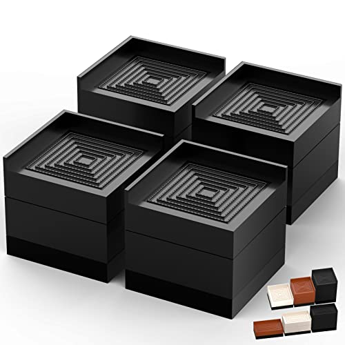 Tclouda Furniture Risers, Tclouda Bed/Sofa/Desk/Table/Chair Leg/Fridge Lifts to 1.5, 3 and 4 in, Rectangle Adjustable Risers Blocks for Extenders, Heavy Duty Supports Up to 1300 Lbs, 3 in-Black-Square - Image 1