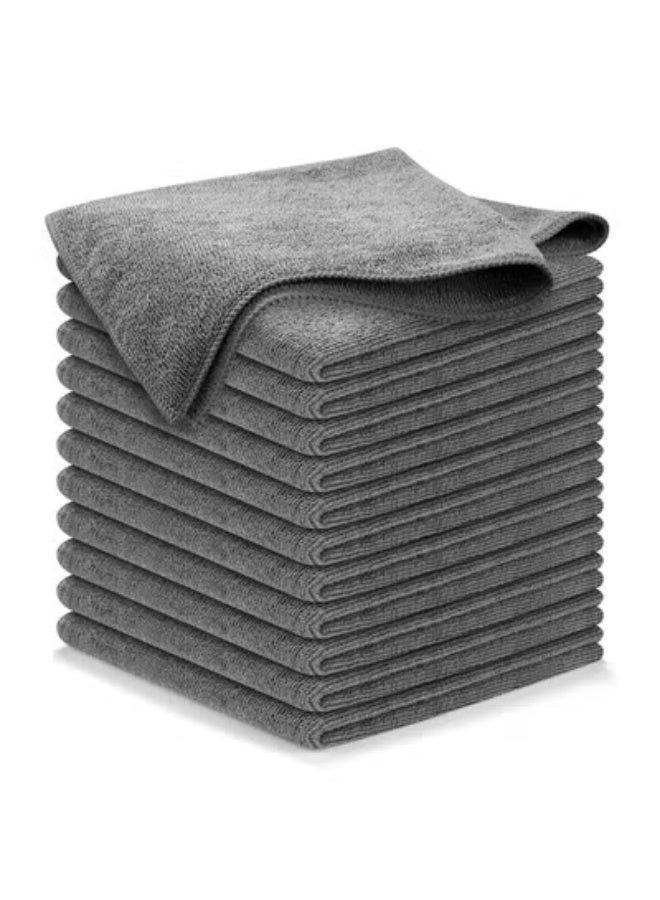 COYO Microfiber Ultra Absorbent Cleaning Cloth, Lint Free, Streak Free Cleaning Rag Towels for Washing Cars, Kitchen and Window, 32*32 CM, Grey, 12 Pack - Image 1