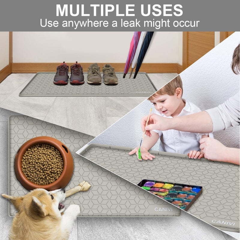 CANIVI Under Sink Mat, 31" x 22" Waterproof Silicone Under Sink Tray for Kitchen & Laundry Cabinets, Kitchen Cabinet Shelf Protector, Up to 3.2 Gallons Liquid, Fits 36 inch Standard Cabinet (Khaki) - Image 5