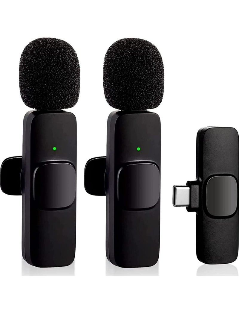 Generic Wireless Lavalier Microphone for Type-C Phone, Plug-Play Wireless Mic with 2 Microphone for USB-C Android Phone Video Recording, Interview, Vlog, Auto Sync and Noise Reduction  - Image 1
