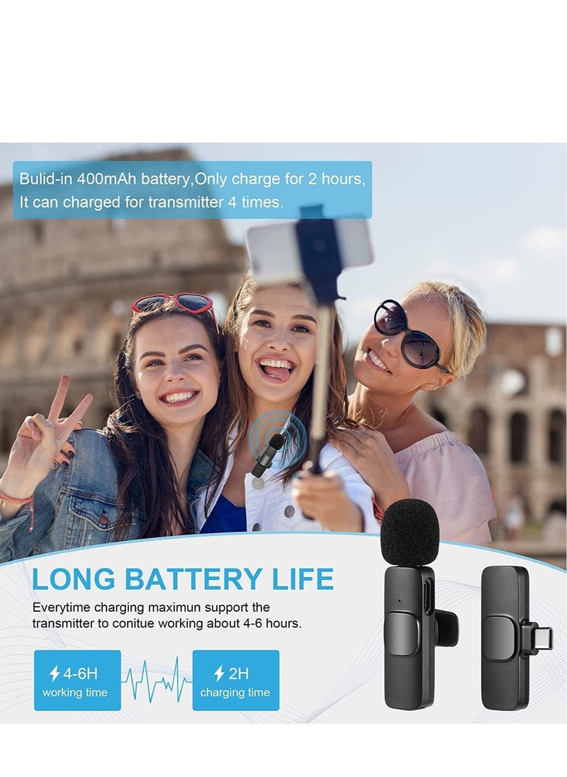 Generic Wireless Lavalier Microphone for Type-C Phone, Plug-Play Wireless Mic with 2 Microphone for USB-C Android Phone Video Recording, Interview, Vlog, Auto Sync and Noise Reduction  - Image 3