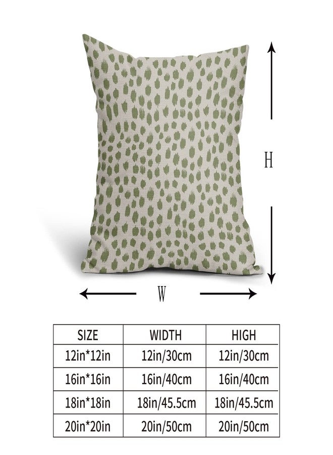 Sweetshow Sage Green Cream Pillow Covers 18x18 Set of 2 Boho Design Polka Dot Throw Pillows Modern Brush Strokes Print Decorative Outdoor Pillowcase Square Cushion Cover Linen Pillow Case for Sofa Couch Bed - Image 5