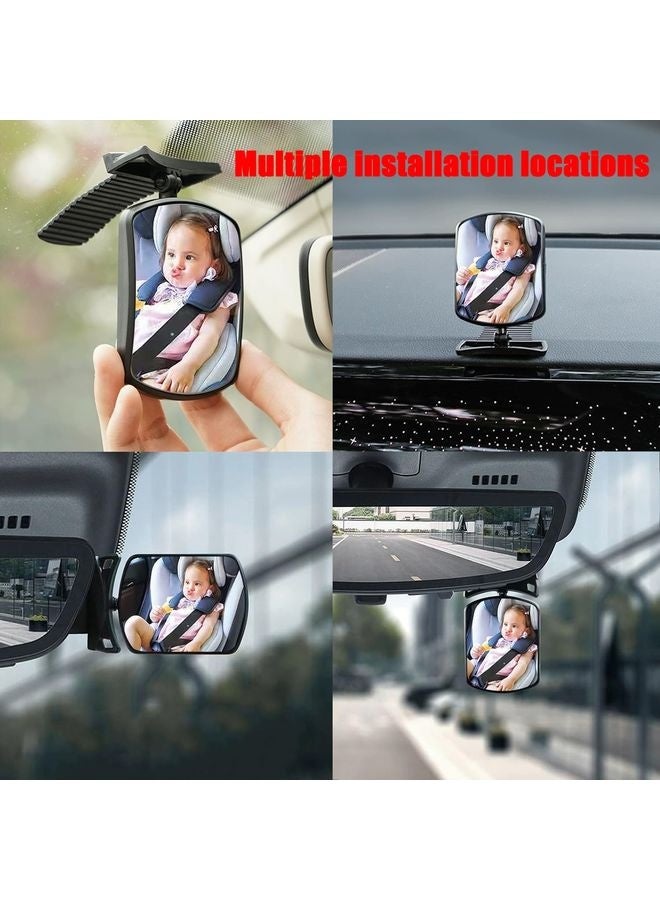 HOMESTAR Stick On Car Baby Mirror, Ampper Adjustabe HD Glass Convex Wide Angle Interior Rearview Baby Rear Facing Mirror (Framed Rectangle, Small, 3.3" X 2.5") - Image 2