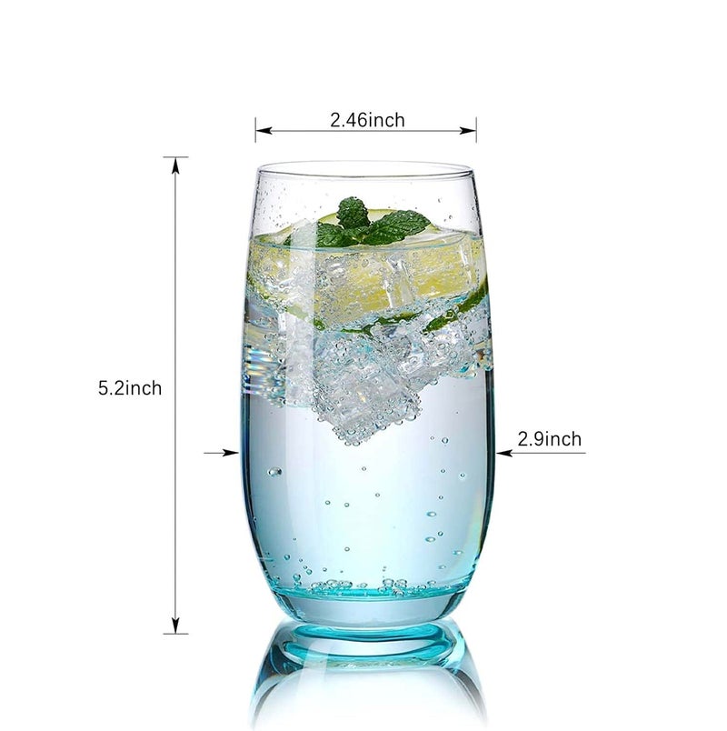 PrimeWorld Blue Premium Juice Glasses Set of 6 – 300ml | Stylish Transparent Highball Tumblers for Water, Juice, Beer, Cocktails & Mixed Drinks | Lead-Free Drinking Glasses - Image 2