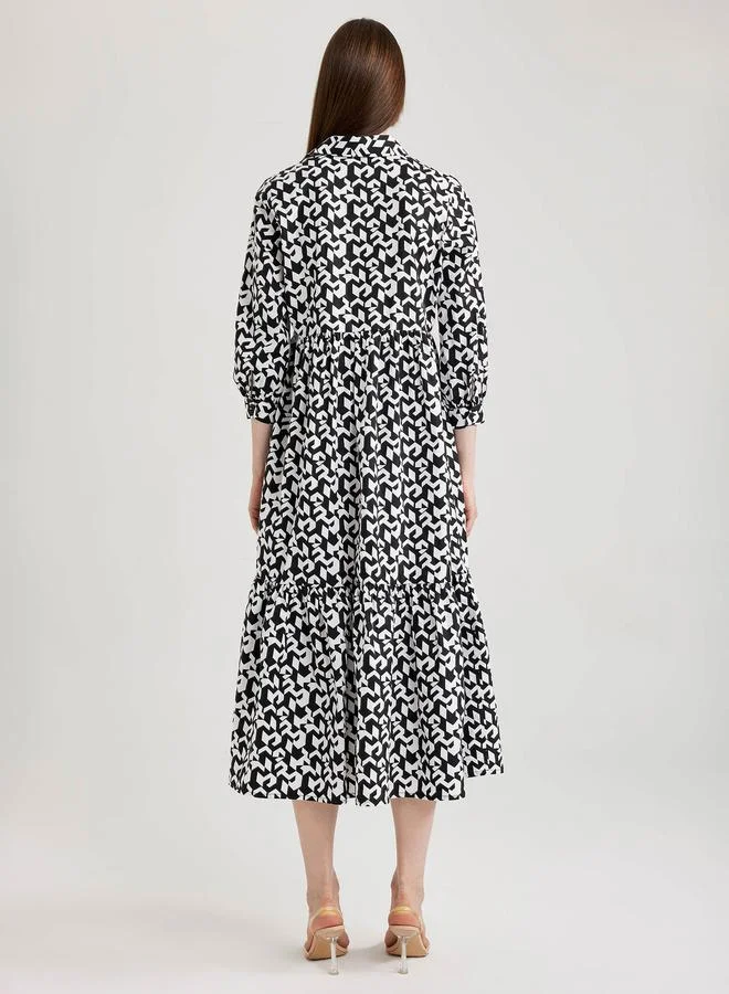 DeFacto Geometric Print Poplin Shirt Midi Dress by Styli