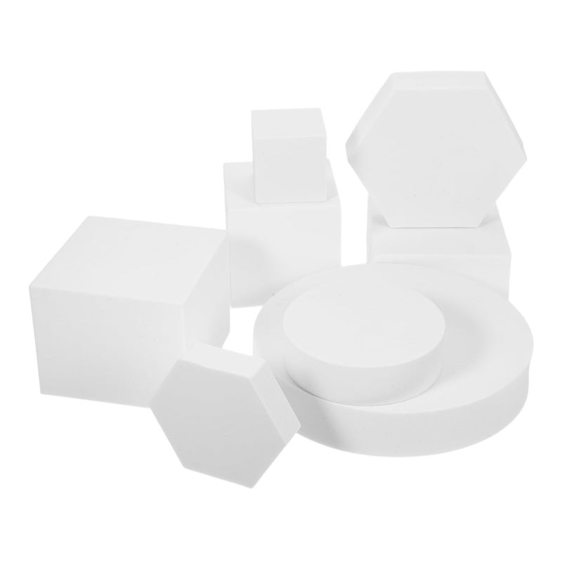 White Geometric Cube Photo Props 8pcs Durable Lightweight Backgrounds for Jewelry Cosmetics Crafts Flat Lay Desktop Photography - Image 2