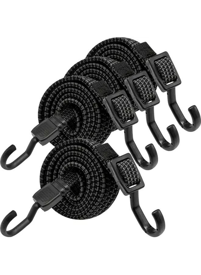 Heavy Duty Black Elastic Straps With Metal Hooks Adjustable 100cm 40in For Camping Tents Bicycles Trucks - Image 2