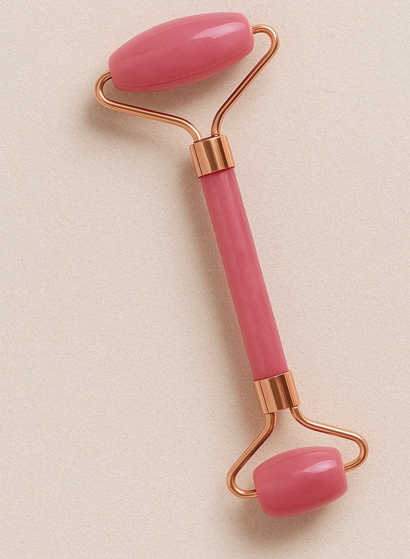 أسطوانة حجر اليشم لتدليك الوجه، أداة تدليك للرقبة من اليشم، بكرة علاج منطقة العين لتقليل التجاعيد ومكافحة علامات تقدم السن، بكرة وجه من اليشم طبيعية مزدوج الجانبين باللون الوردي