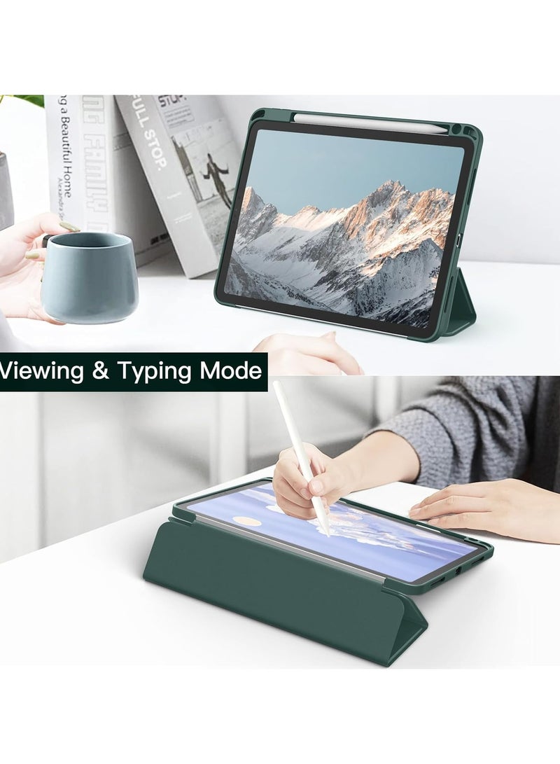 Compatible with Cover for 11 Inch iPad Pro (M4) 2024 with Pen Holder, Shockproof Smart Case Cover with Transparent Back Case, Protective Case (Green) - Image 5
