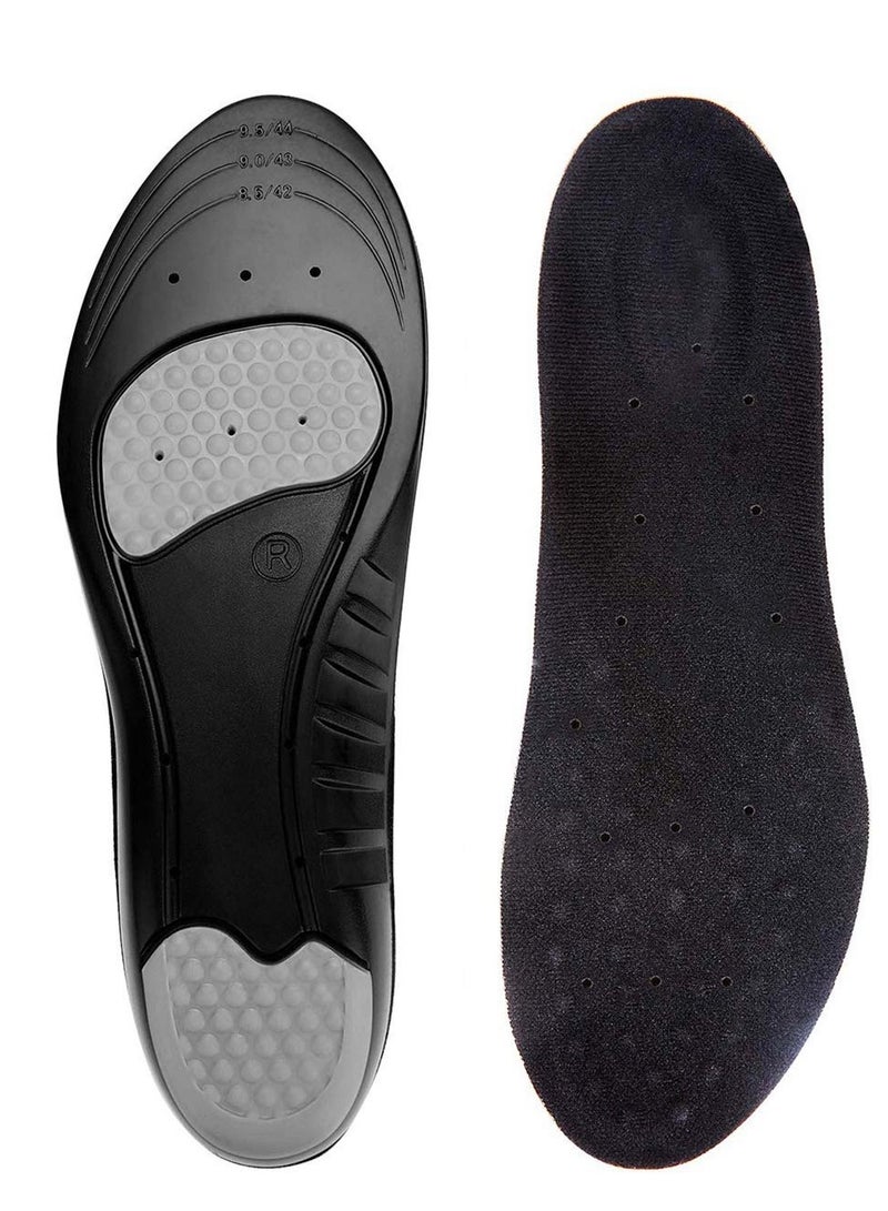 Memory Foam Comfort Sports Insoles for Work, PU Material, Breathable Design, Arch Support, Shock Absorption (Size 42-44 / 29cm) - Image 1