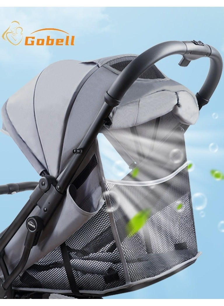 Gobell Grey Single Baby Stroller Suitable For Boarding, Walking And Shopping, A Simple Luxury Stroller For Mother And Kids To Travel Easily - Image 2