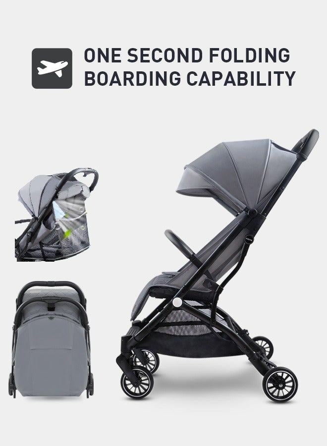 Gobell Grey Single Baby Stroller Suitable For Boarding, Walking And Shopping, A Simple Luxury Stroller For Mother And Kids To Travel Easily - Image 1