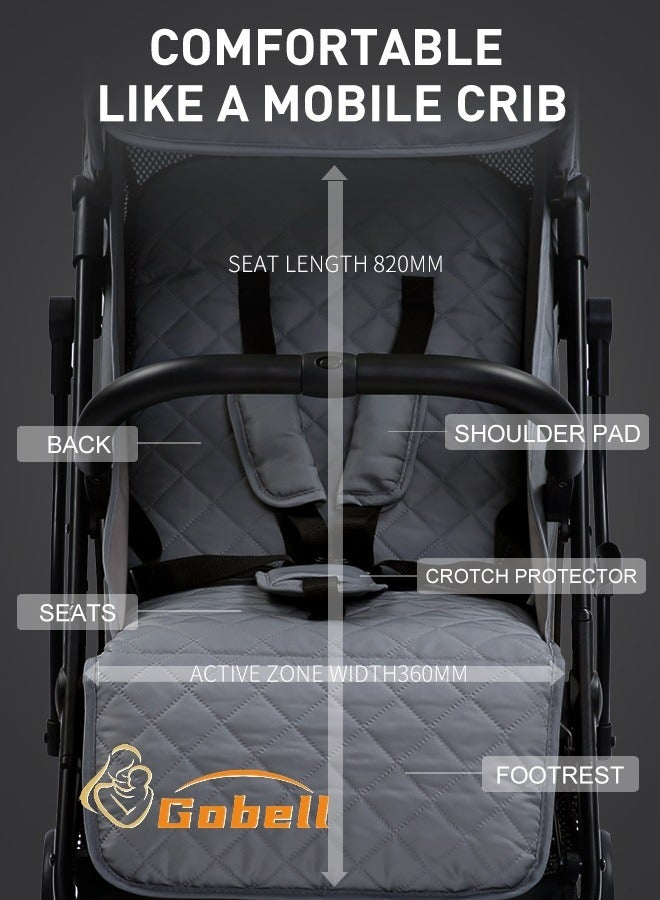 Gobell Grey Single Baby Stroller Suitable For Boarding, Walking And Shopping, A Simple Luxury Stroller For Mother And Kids To Travel Easily - Image 4