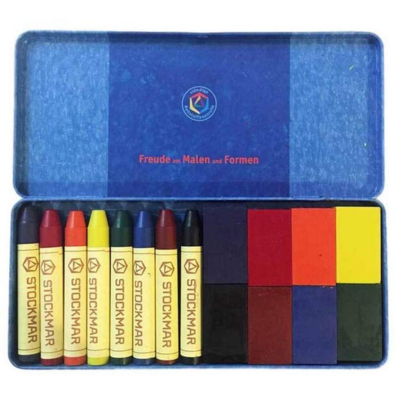 STOCKMAR Beeswax Crayons Wax Blocks Combined Set 8 Block and 8 Stick Crayons with Scraper in Tin Case Vibrant Assorted Colors Natural Beeswax Art Supplies for Beginner Professional Artists - Image 2