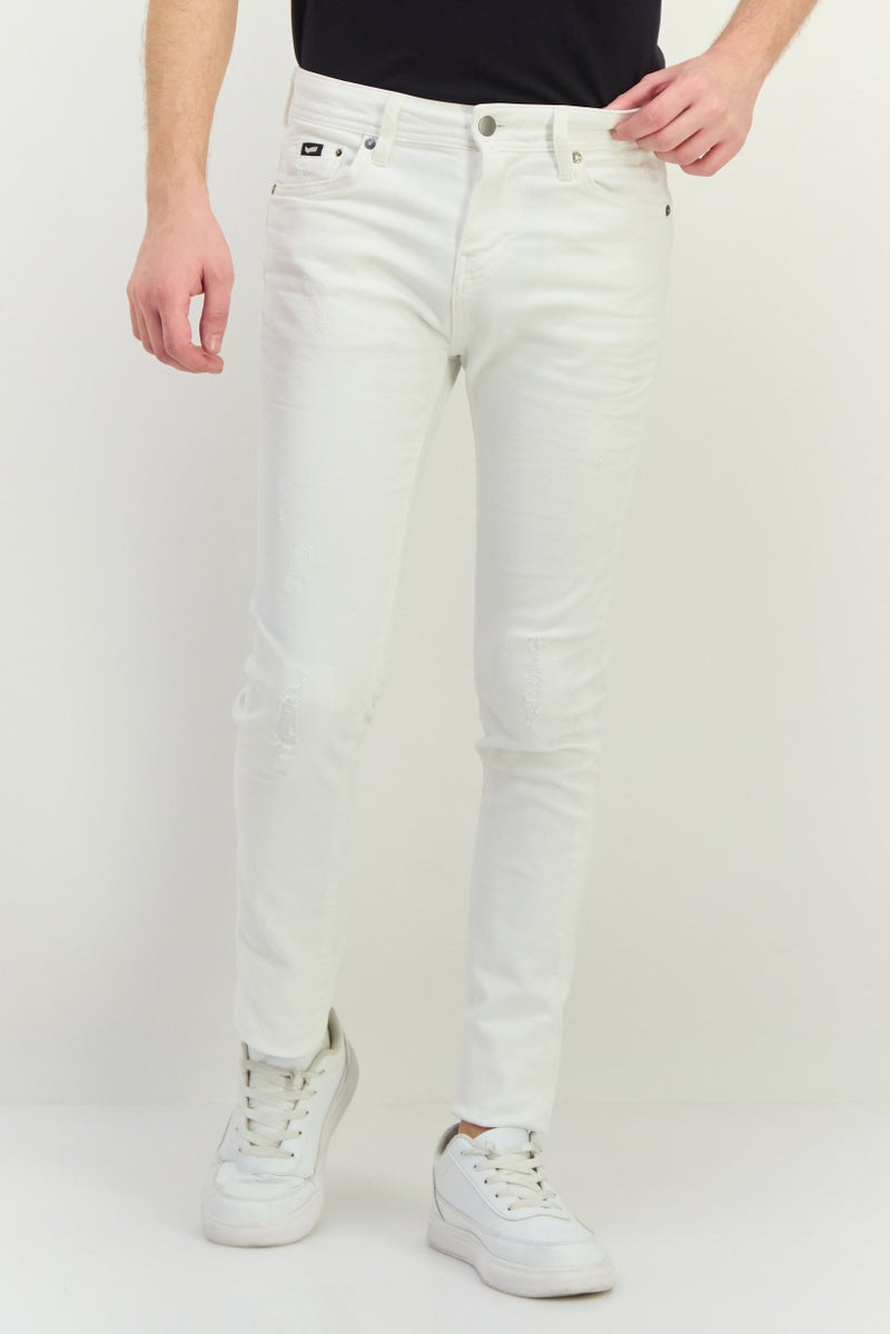 GAS Men Skinny Fit Rip Stretchable Jeans, White  - Image 1