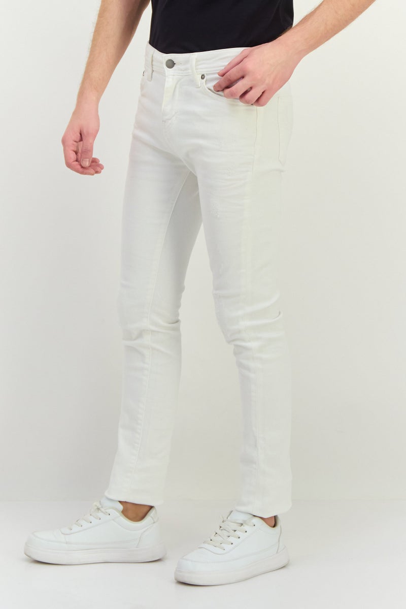GAS Men Skinny Fit Rip Stretchable Jeans, White  - Image 2