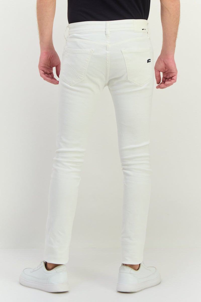 GAS Men Skinny Fit Rip Stretchable Jeans, White  - Image 3