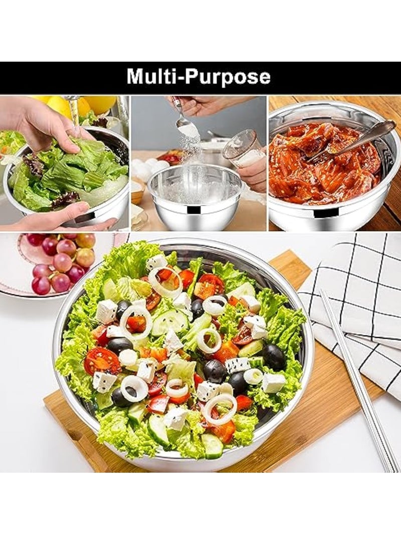 Arabest أوعية خلط مع أغطية، مجموعة 6 قطع من أوعية السلطة المصنوعة من الفولاذ المقاوم للصدأ، أوعية معدنية للتداخل للخبز والطهي والتحضير، أغطية محكمة الإغلاق وتصميم قابل للتكديس، الحجم 4.5، 3، 1.5 QT (أسود) - Image 4