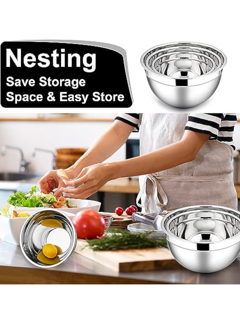 Arabest أوعية خلط مع أغطية، مجموعة 6 قطع من أوعية السلطة المصنوعة من الفولاذ المقاوم للصدأ، أوعية معدنية للتداخل للخبز والطهي والتحضير، أغطية محكمة الإغلاق وتصميم قابل للتكديس، الحجم 4.5، 3، 1.5 QT (أسود) - Image 5