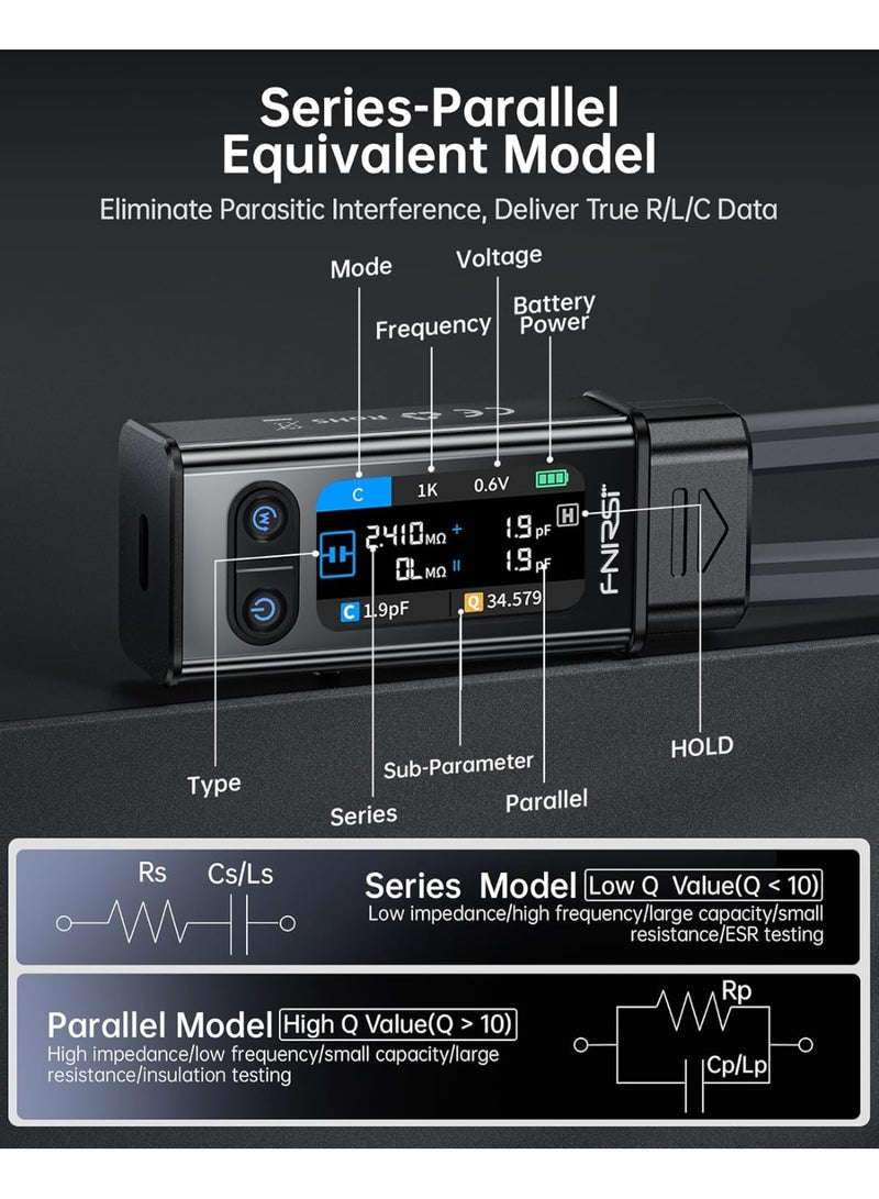 FNIRSI LCR-ST2 100kHz LCR ESR Meter Tweezer, SMD & Through-Hole Component Tester, Auto Sort Compare, Resistor, Inductor, Diode, Capacitor Tester, Measures Voltage & Continuity, Full-Band Scan - Image 4