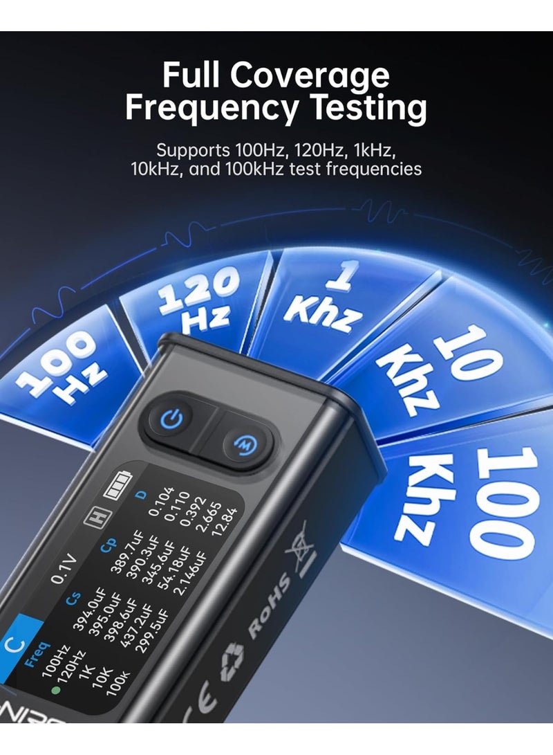 FNIRSI LCR-ST2 100kHz LCR ESR Meter Tweezer, SMD & Through-Hole Component Tester, Auto Sort Compare, Resistor, Inductor, Diode, Capacitor Tester, Measures Voltage & Continuity, Full-Band Scan - Image 5