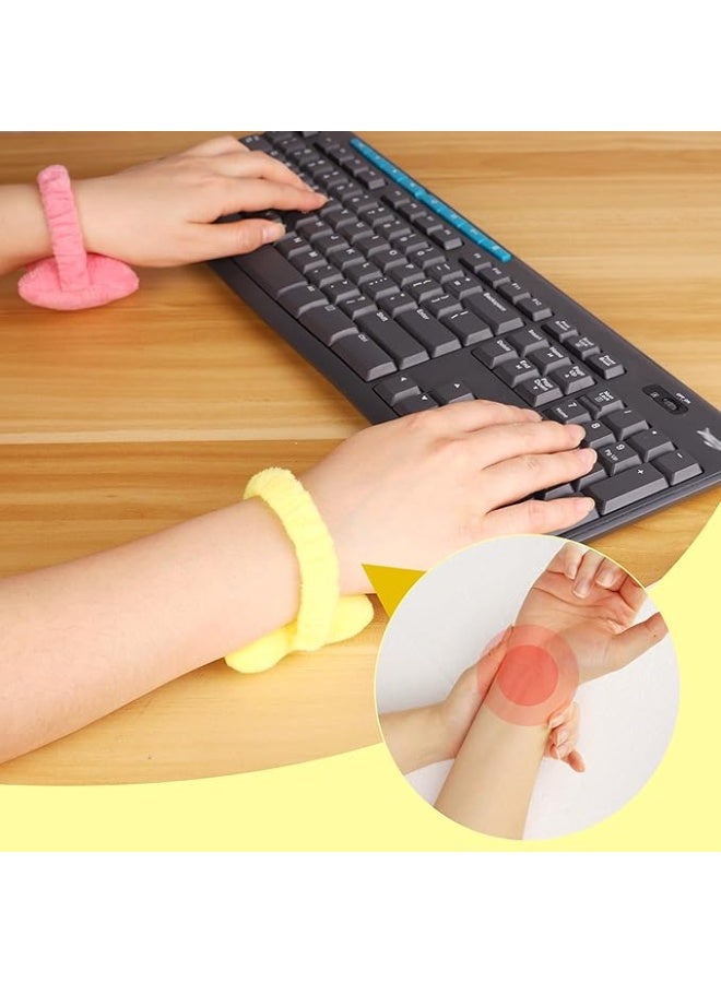 3-Pack Ergonomic Wrist Rest Set Wearable Mouse Keyboard Support Portable Cushion for Gaming Typing Gaming (Pink+Blue+Yellow) - Image 4