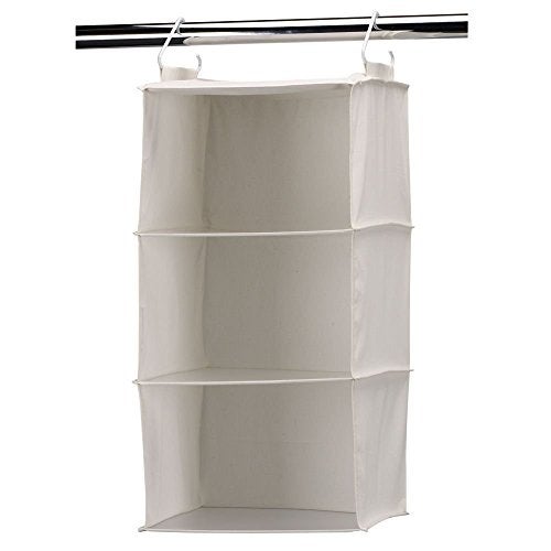 Household Essentials 311342 Hanging Closet Organizer | 3 Pocket Shelves | Natural Canvas - Image 1
