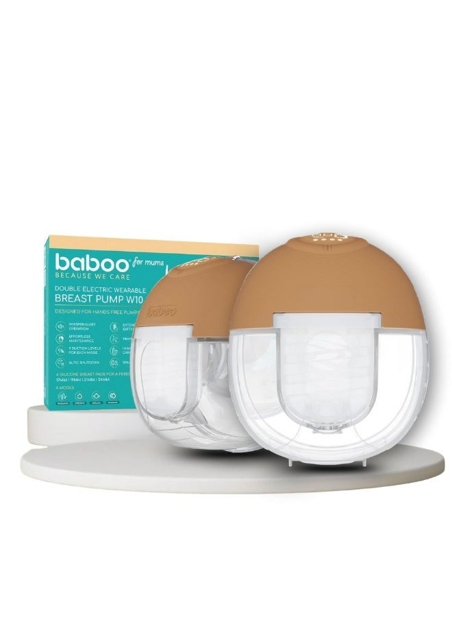 Baboo - Hands-Free Breast Pumps Wearable, Electric Double Breast Pumps Portable Wireless Low Noise, 4 Modes & 9 Levels Suction, USB-Chargeable, Quiet Operation 24mm flanges and 180ml capacity (Cacao) - Image 1