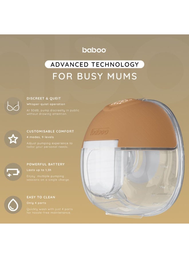 Baboo - Hands-Free Breast Pumps Wearable, Electric Double Breast Pumps Portable Wireless Low Noise, 4 Modes & 9 Levels Suction, USB-Chargeable, Quiet Operation 24mm flanges and 180ml capacity (Cacao) - Image 5