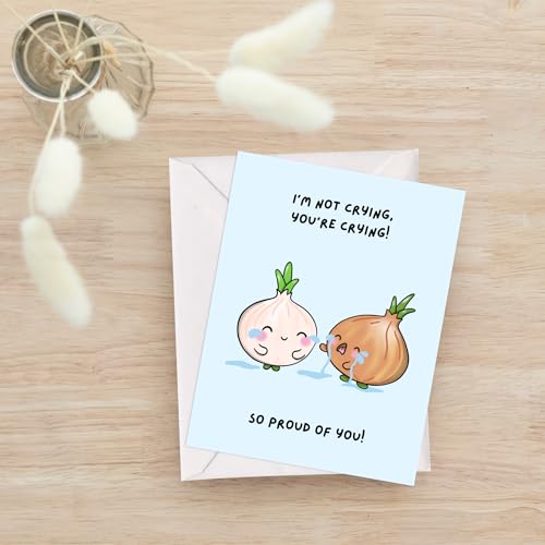 ALY LOU Funny Graduation Card – Punny Greeting Card for Congratulations, New Job, Promotion, New Home, College, Employee, Coworker, Friend, Him, Her | Blank Inside (I’m Not Crying, You’re Crying! So Proud of You! (Onions)) - Image 5