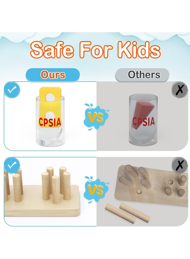 PEBIRA Montessori Toys for 1 to 3-Year-Old Boys Girls Toddlers, Wooden Sorting & Stacking Toys for Toddlers and Kids Preschool, Educational Toys, Color Recognition Stacker Shape Sorter, Learning Puzzles Gift  - Image 4