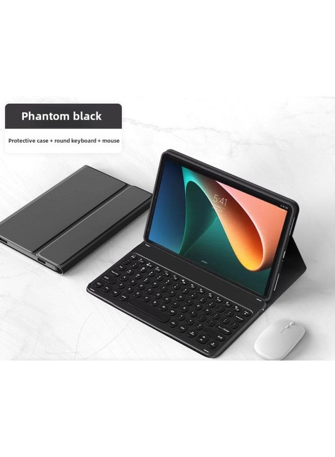 لجهاز Lenovo Tab M11 TB330FU حافظة لوحة مفاتيح بلوتوث M10 3Gen 328FU إضاءة خلفية ملونة - اللون: أسود فانتوم 【غطاء واقي + لوحة مفاتيح مستديرة + ماوس أبيض】】 - نوع المنتج: Lenovo Tab M10 3rd Gen 10.1 (tb-328fu) - Image 1