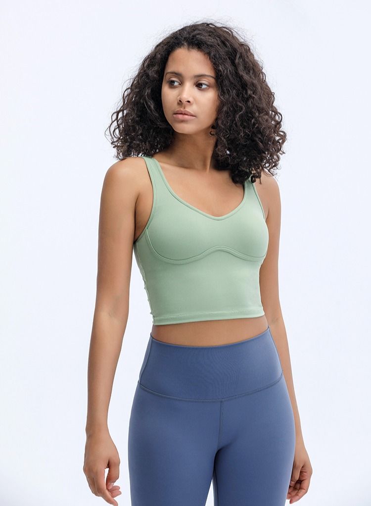 Loquat Yoga Vest Fitness Beauty Back Strap Bra Green - Image 1
